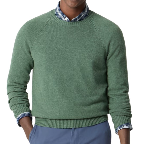 J. Crew Crewneck Sweater Mens XXL Faded Forest Green Soft Lambswool blend‎ NEW